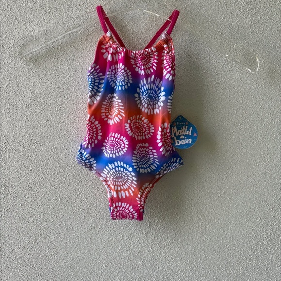 Hayley Girls Swimsuit Size 2 UPF 50‎ Pink Orange Blue Beach Pool CruiseVacation - Picture 4 of 10